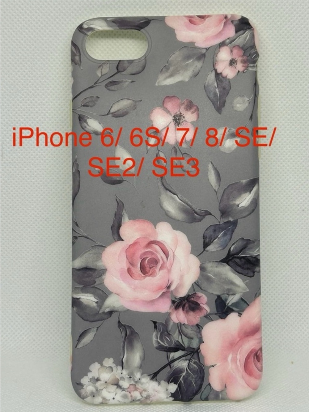 Floral Pink Rose Gray iPhone Case for iPhone 6/6S/7/8/SE/SE2/SE3